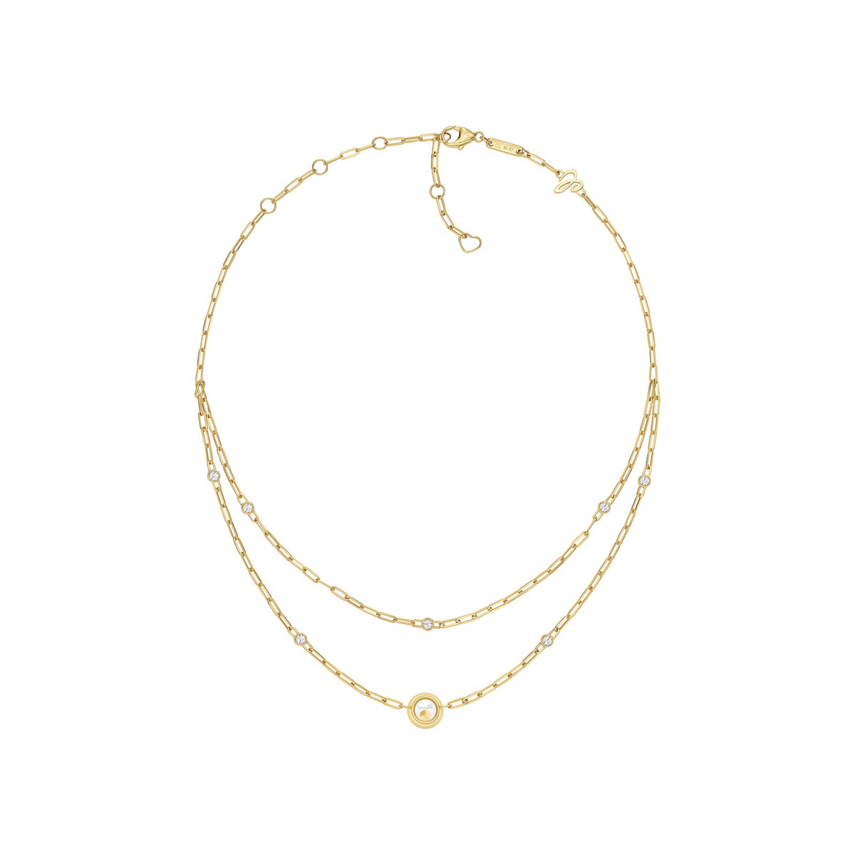 Chopard Happy Diamonds necklace in 18k ethical yellow gold with moving diamonds view 3