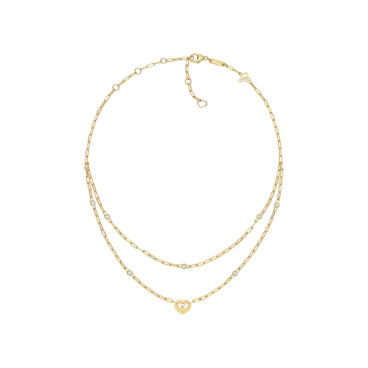 Chopard Happy Diamonds necklace in 18k ethical yellow gold with moving diamonds view 3