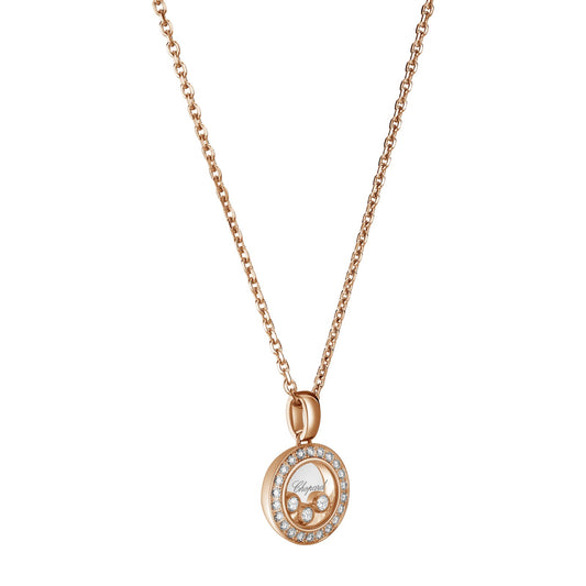 Chopard Happy Diamonds pendant in 18k ethical rose gold with moving diamonds, view 2