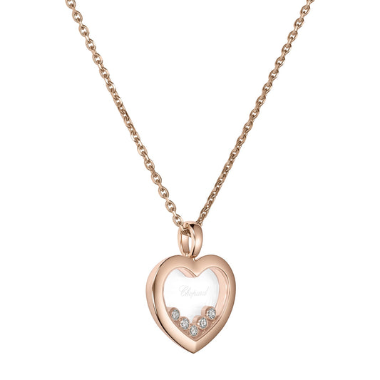 Chopard Happy Diamonds pendant in 18k ethical rose gold with moving diamonds, view 2