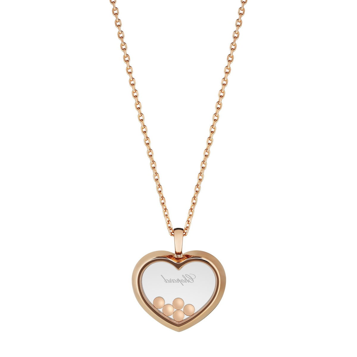 Chopard Happy Diamonds pendant in 18k ethical rose gold with moving diamonds, view 4