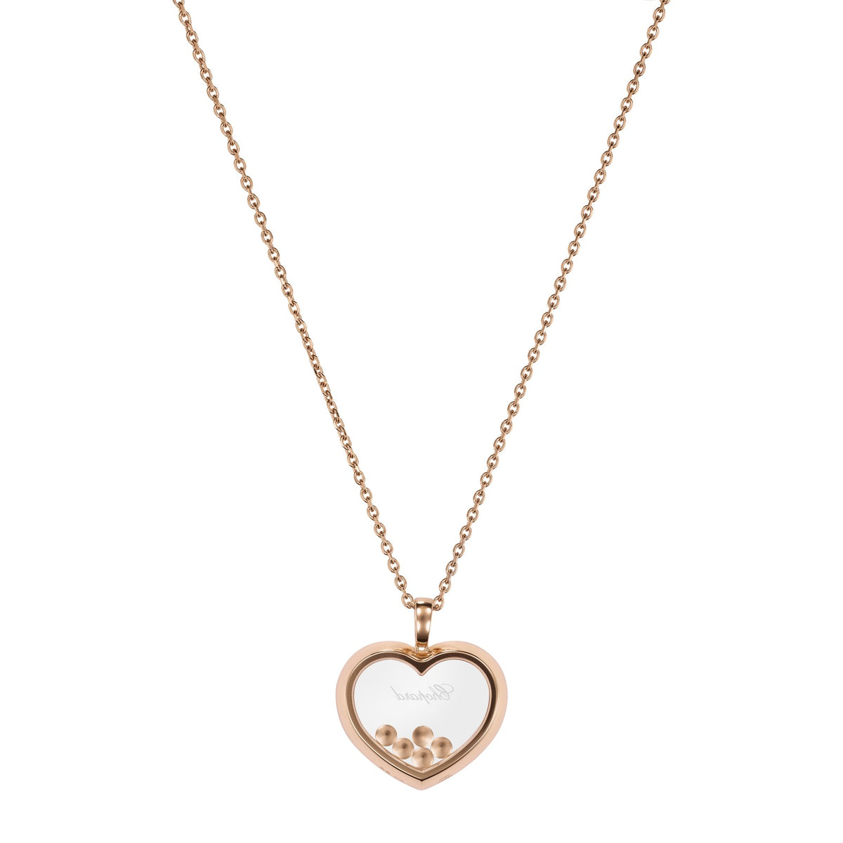 Chopard Happy Diamonds pendant in 18k ethical rose gold with moving diamonds, view 4