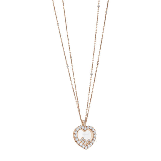 Chopard Happy Diamonds pendant in 18k ethical rose gold with moving diamonds, view 2