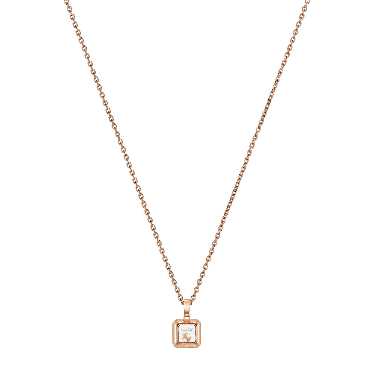Chopard Happy Diamonds pendant in 18k ethical rose gold with moving diamonds, view 4