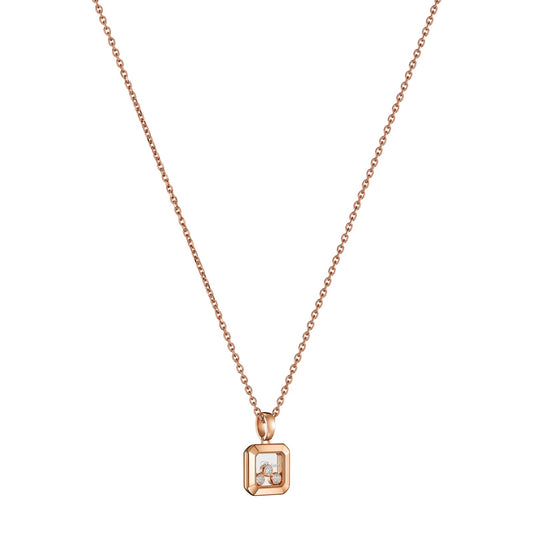 Chopard Happy Diamonds pendant in 18k ethical rose gold with moving diamonds, view 2