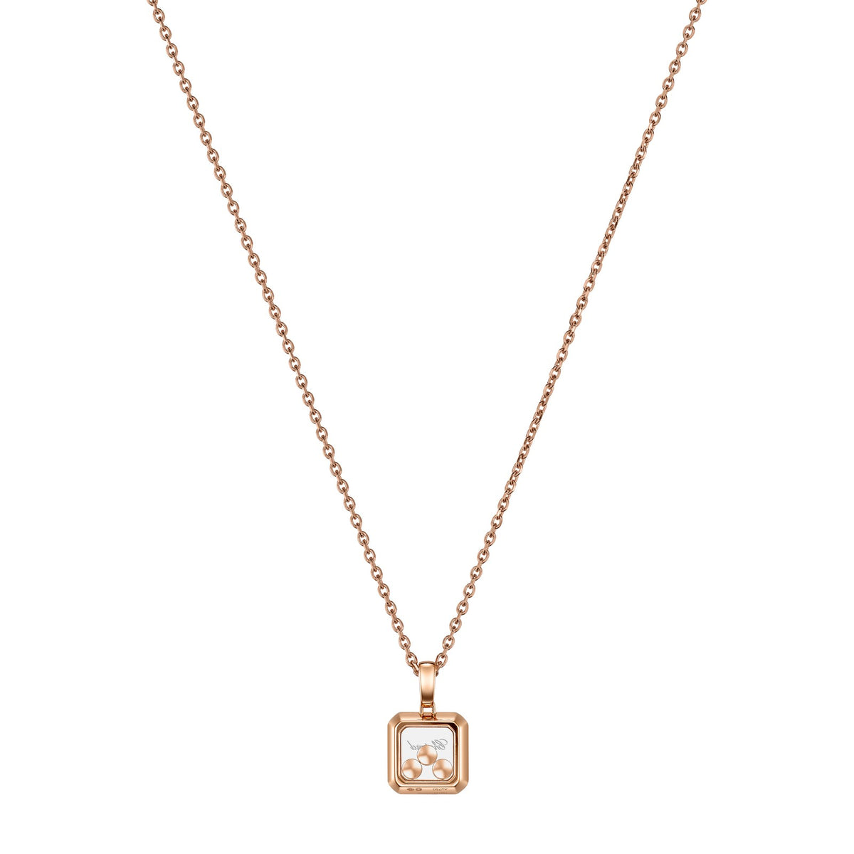 Chopard Happy Diamonds pendant in 18k ethical rose gold with moving diamonds, view 4