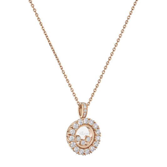 Chopard Happy Diamonds pendant in 18k ethical rose gold with moving diamonds, view 2