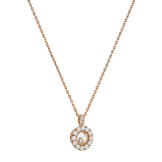 Chopard Happy Diamonds pendant in 18k ethical rose gold with moving diamonds, view 2