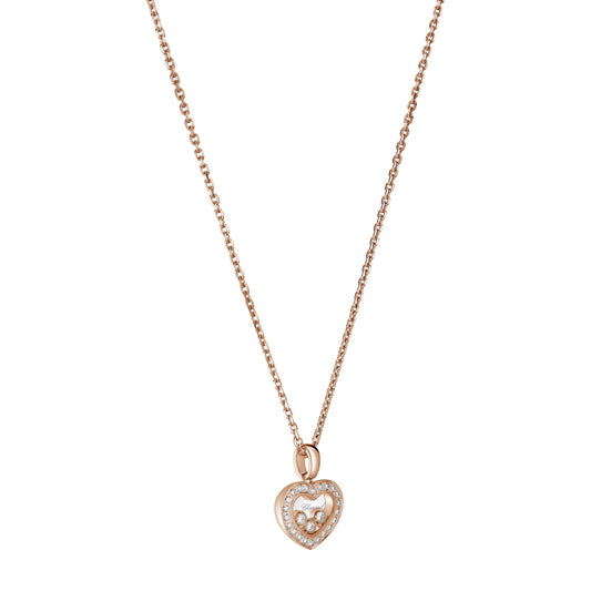 Chopard Happy Diamonds pendant in 18k ethical rose gold with moving diamonds, view 2