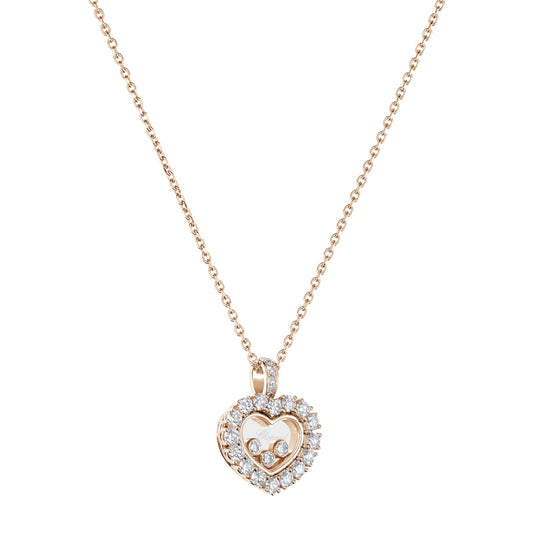 Chopard Happy Diamonds pendant in 18k ethical rose gold with moving diamonds, view 2