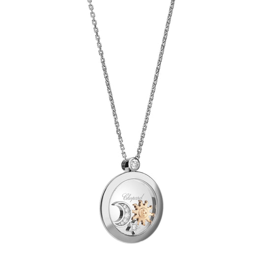 Chopard Happy Diamonds pendant in 18k ethical white gold with moving diamonds, view 2