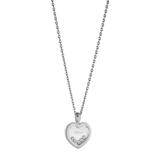 Chopard Happy Diamonds pendant in 18k ethical white gold with moving diamonds, view 2