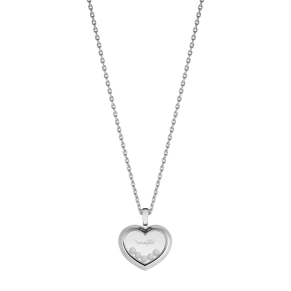 Chopard Happy Diamonds pendant in 18k ethical white gold with moving diamonds, view 4