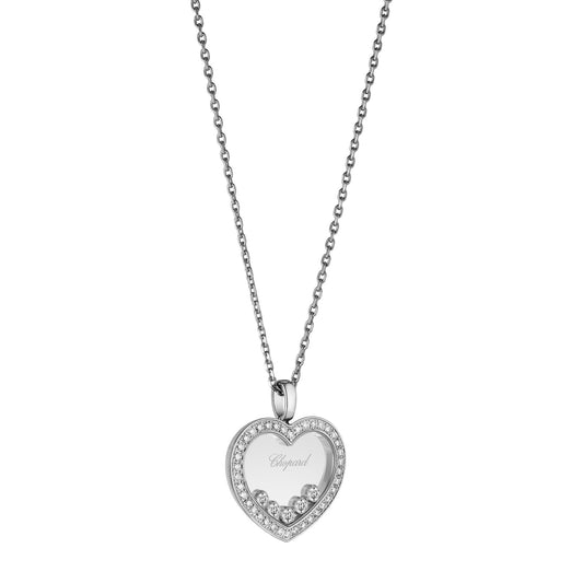 Chopard Happy Diamonds pendant in 18k ethical white gold with moving diamonds, view 2