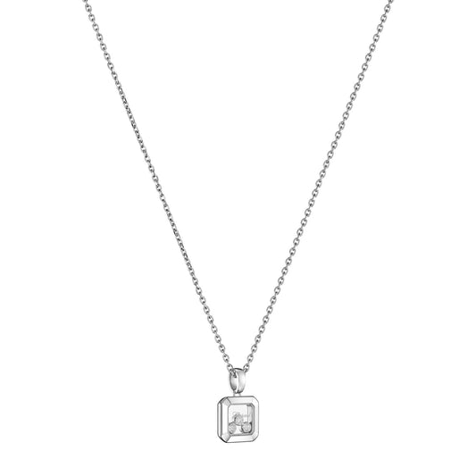 Chopard Happy Diamonds pendant in 18k ethical white gold with moving diamonds, view 2