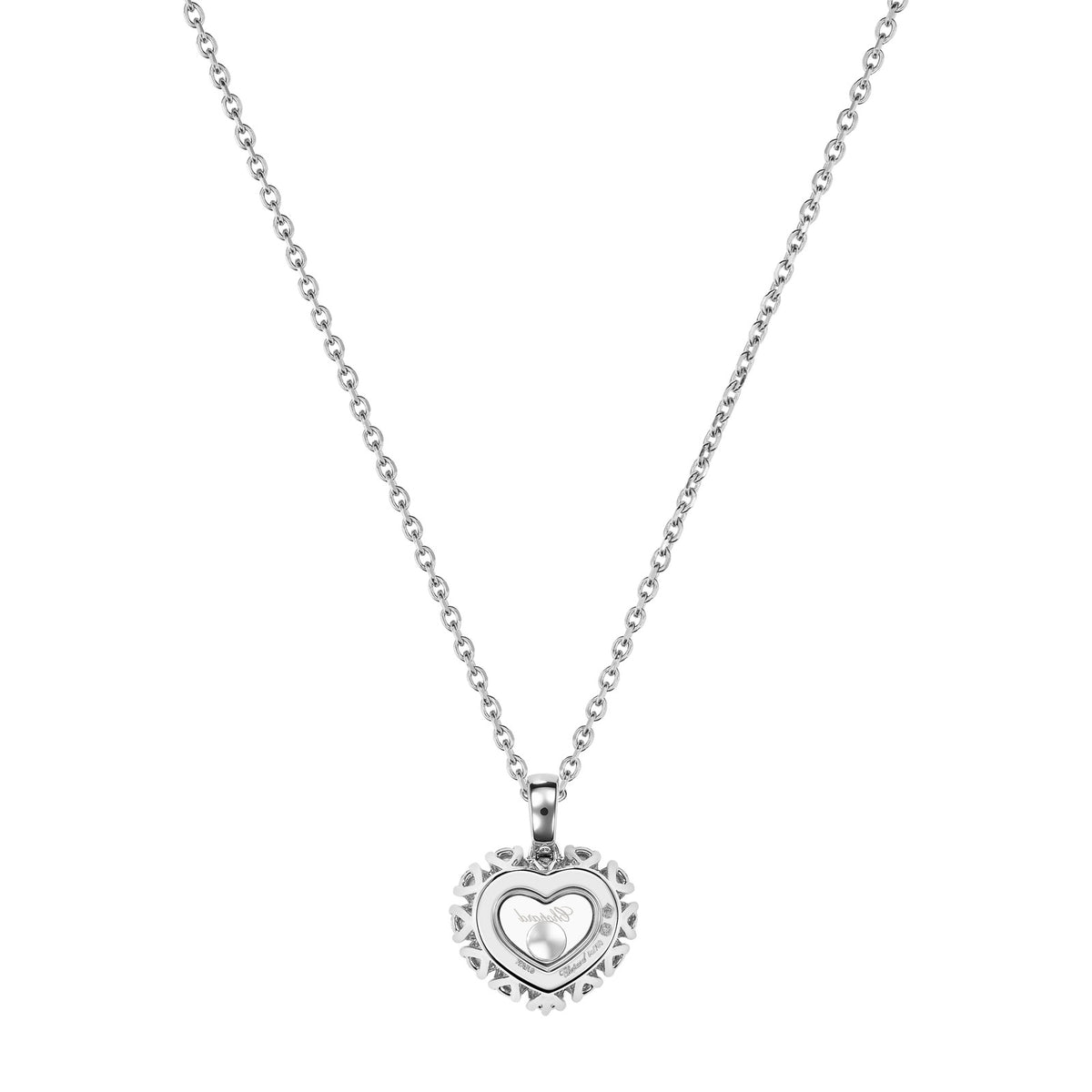 Chopard Happy Diamonds pendant in 18k ethical white gold with moving diamonds, view 4