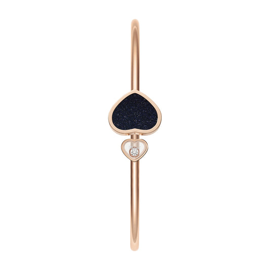 Chopard Happy Hearts bangle in 18k ethical rose gold with diamonds and aventurine view 2