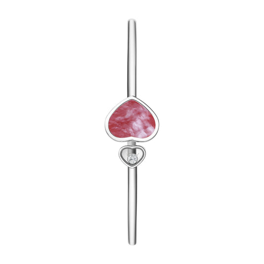 Chopard Happy Hearts bangle in 18k ethical white gold with mother of pearl view 2