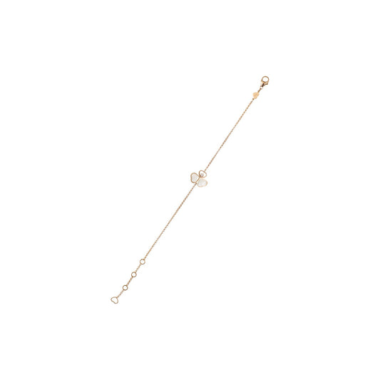 Chopard Happy Hearts bracelet in 18k ethical rose gold with moving diamonds and mother of pearl view 2