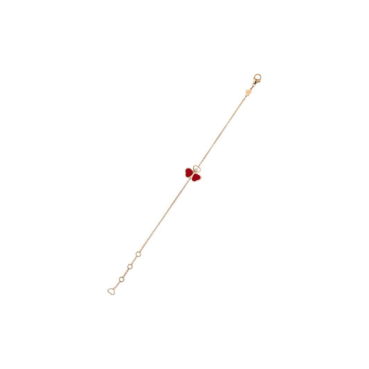 Chopard Happy Hearts bracelet in 18k ethical rose gold with moving diamonds view 2