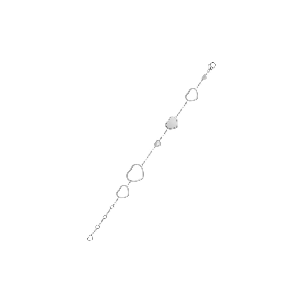 Chopard Happy Hearts bracelet in 18k ethical white gold with moving diamonds view 3
