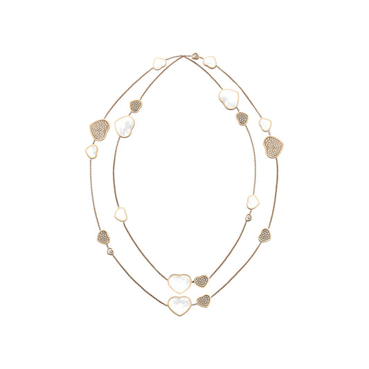 Chopard Happy Hearts necklace in 18k ethical rose gold with mother of pearl view 2
