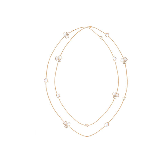Chopard Happy Hearts necklace in 18k ethical rose gold with mother of pearl view 2