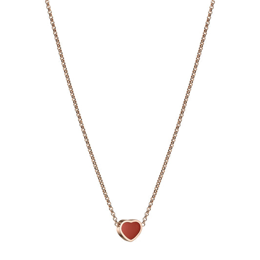 Chopard Happy Hearts necklace in 18k ethical rose gold with carnelian view 2