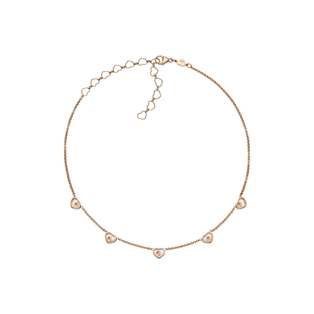Chopard Happy Hearts necklace in 18k ethical rose gold with moving diamonds view 3