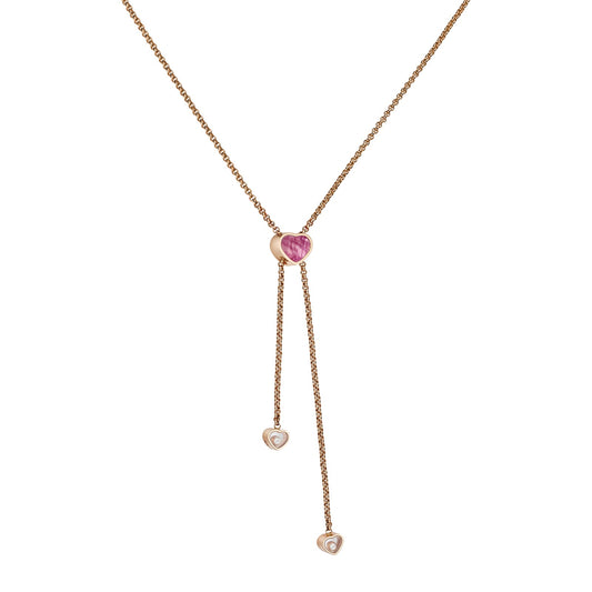 Chopard Happy Hearts necklace in 18k ethical rose gold with moving diamonds and mother of pearl view 2