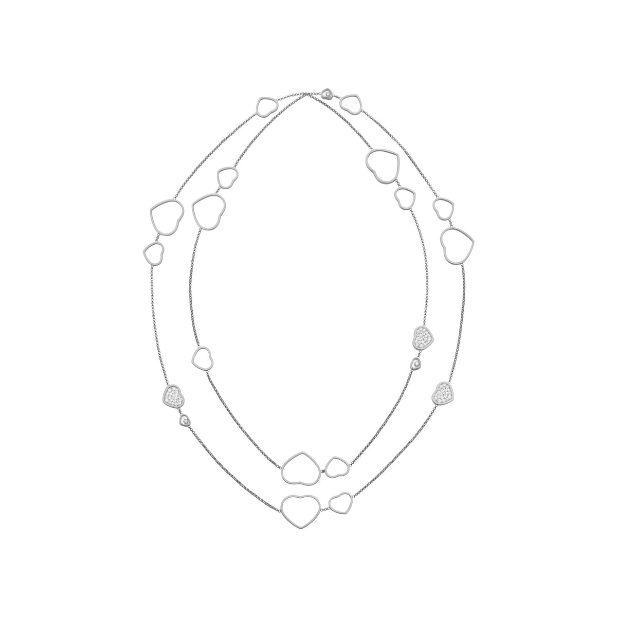 Chopard Happy Hearts necklace in 18k ethical white gold view 2