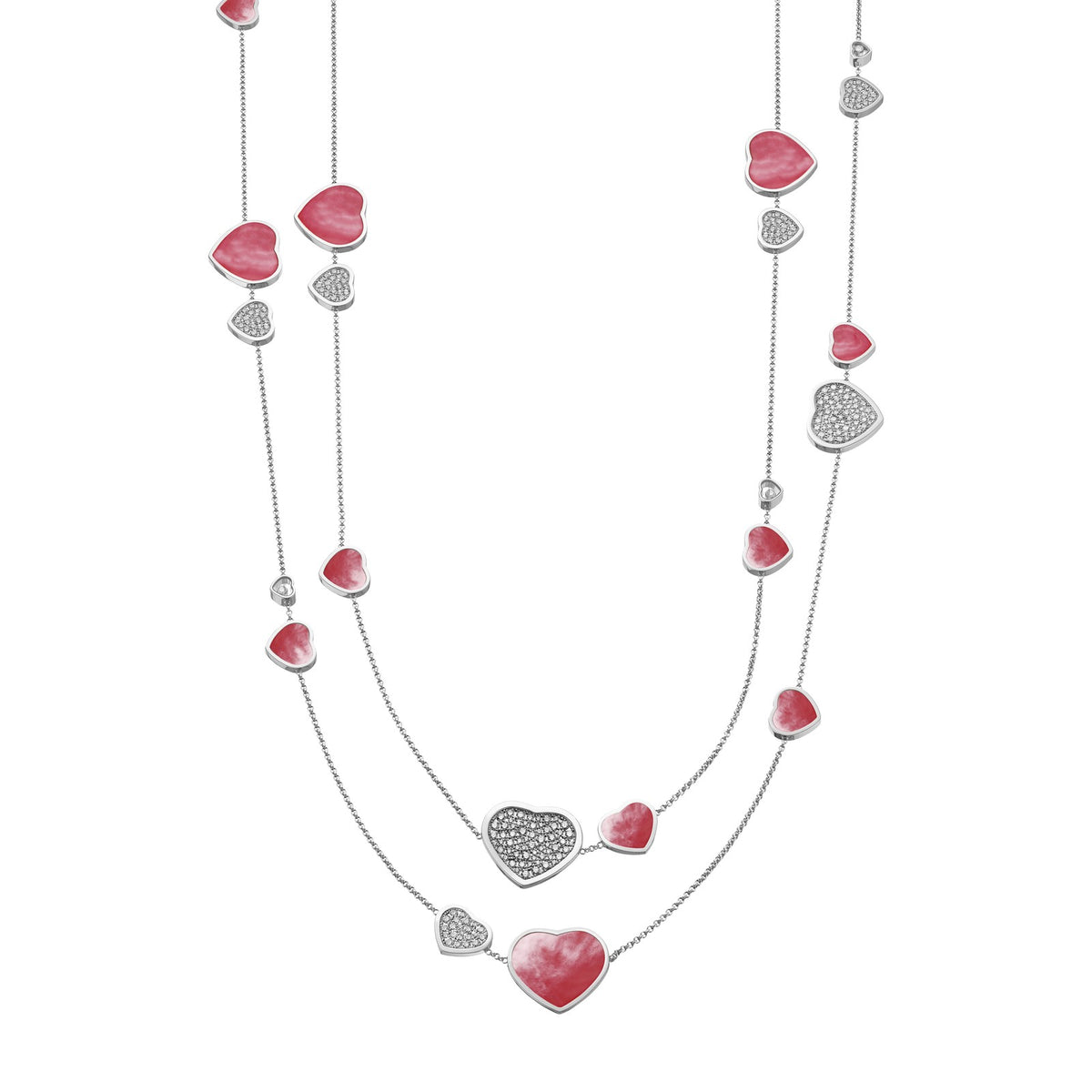 Chopard Happy Hearts necklace in 18k ethical white gold with mother of pearl