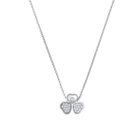 Chopard Happy Hearts necklace in 18k ethical white gold with moving diamonds view 2