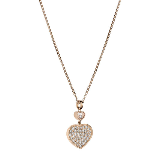 Chopard Happy Hearts pendant in 18k ethical rose gold with moving diamonds view 2