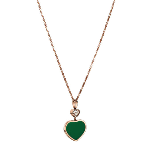 Chopard Happy Hearts pendant in 18k ethical rose gold with moving diamonds and agate view 2