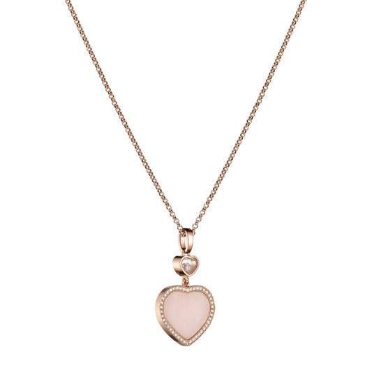 Chopard Happy Hearts pendant in 18k ethical rose gold with moving diamonds and opals, view 2