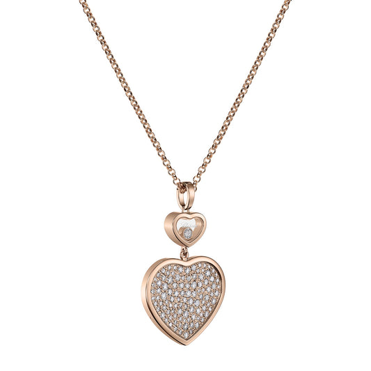 Chopard Happy Hearts pendant in 18k ethical rose gold with moving diamonds, view 2
