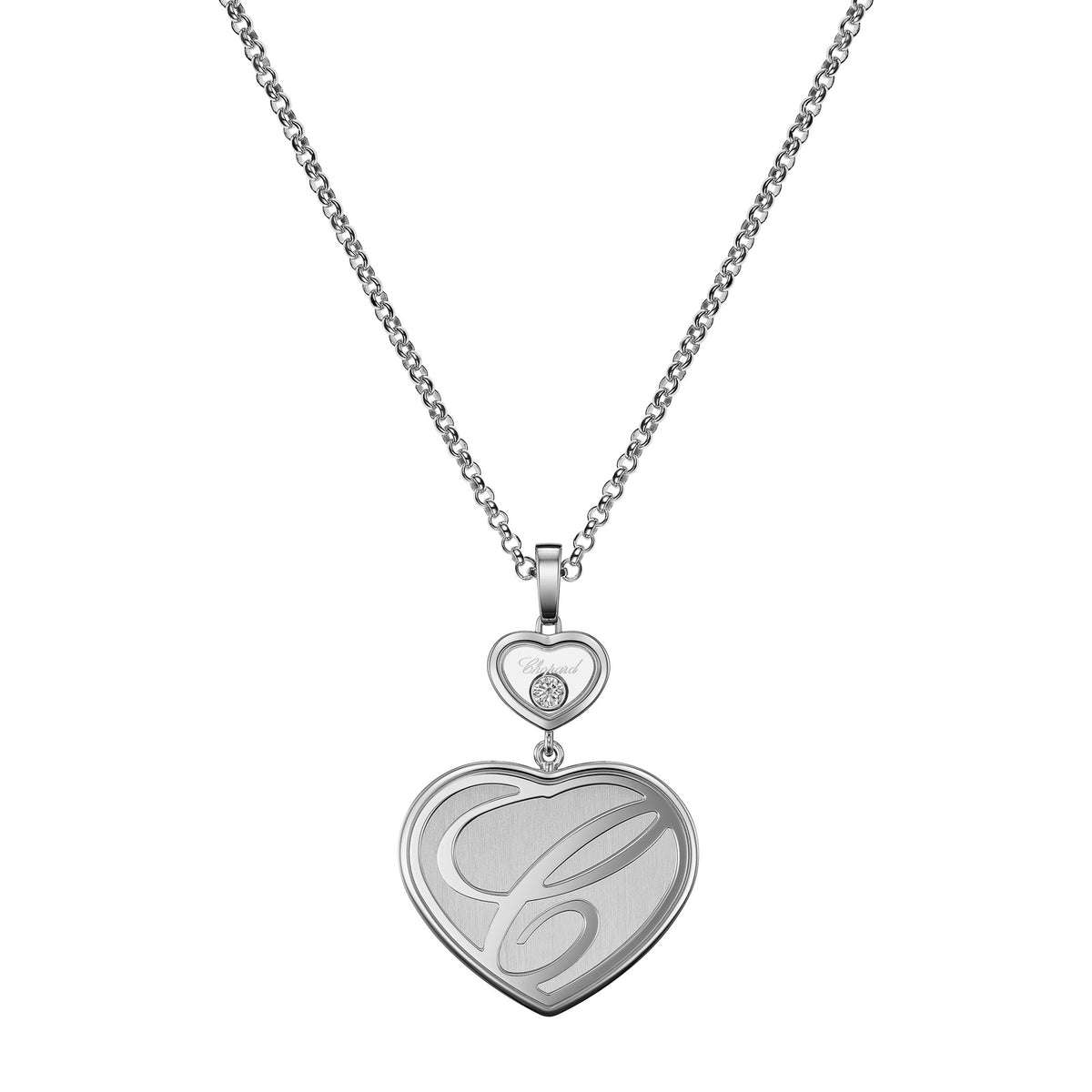 Chopard Happy Hearts pendant in 18k ethical white gold with moving diamonds, view 4