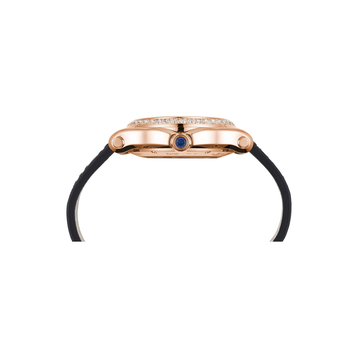 Chopard Happy Sport watch in 18k ethical rose gold with moving diamonds and sapphires, view 3