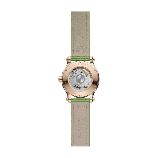 Chopard Happy Sport watch in 18k ethical rose gold with moving diamonds and sapphires, view 2