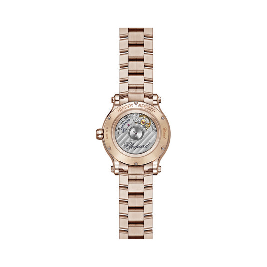 Chopard Happy Sport watch in 18k ethical rose gold with moving diamonds and sapphires, view 2