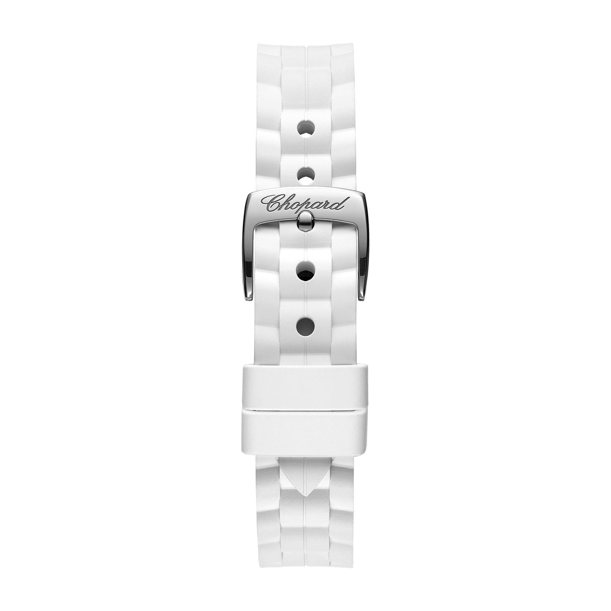 Chopard Happy Sport watch in 18k ethical rose gold and stainless steel with moving diamonds and sapphires, view 4