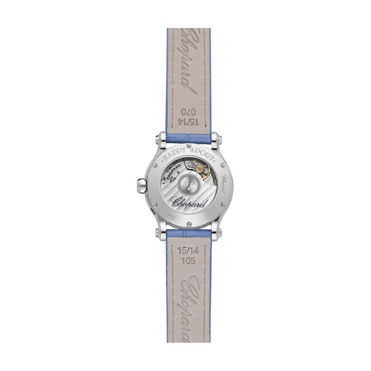 Chopard Happy Sport watch in stainless steel with moving diamonds and sapphires, view 2