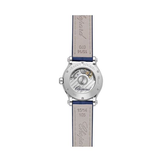 Chopard Happy Sport watch in stainless steel with moving diamonds and sapphires, view 2