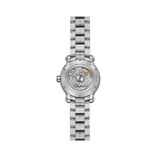 Chopard Happy Sport watch in stainless steel with moving diamonds and sapphires, view 2