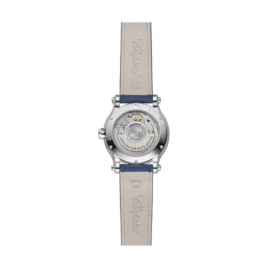 Chopard Happy Sport watch in 18k ethical white gold with diamonds, sapphires and emeralds, view 2