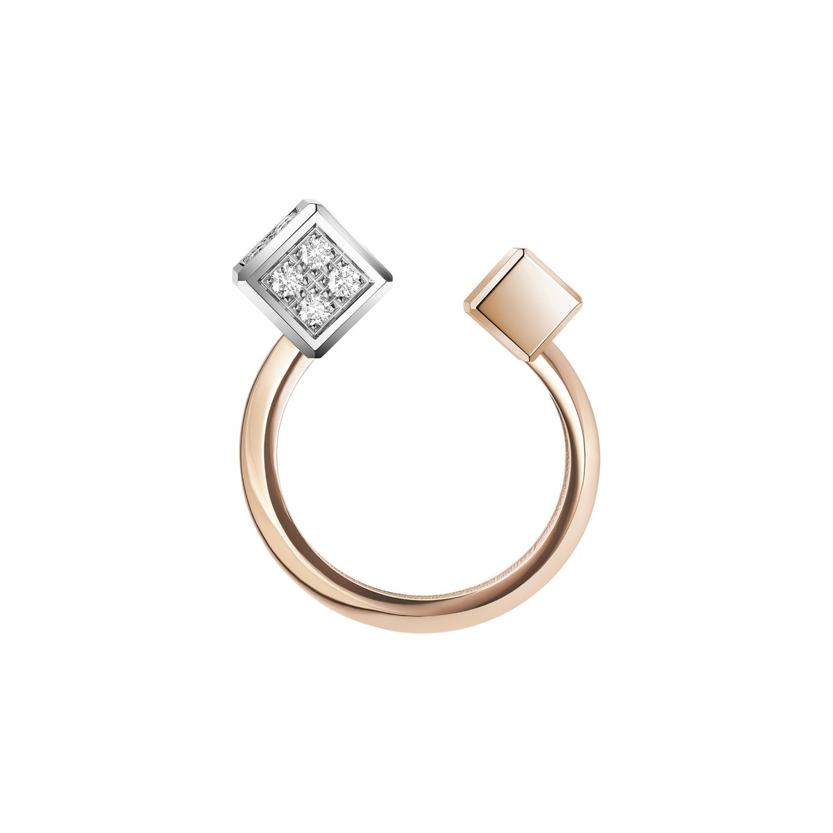 Chopard Ice Cube ring in 18k ethical white and rose gold with diamonds, view 3
