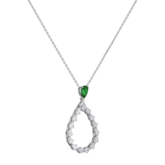 Chopard L'Heure du Diamant pendant in 18k ethical white gold with diamonds and emeralds, view 2