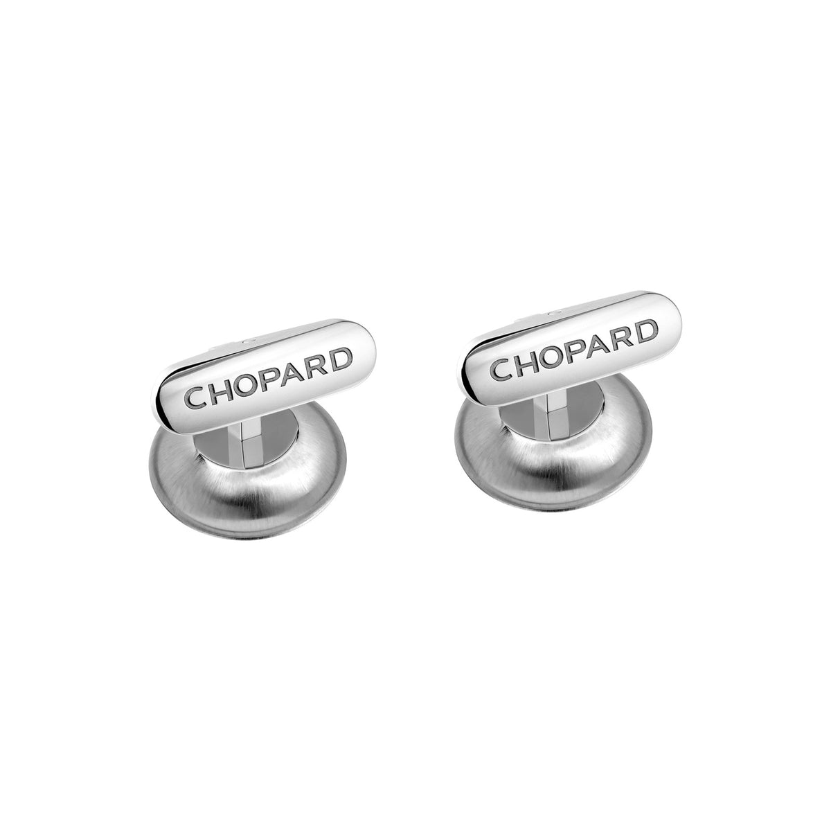 Chopard L.U.C cufflinks in stainless steel with silver tone finish view 2