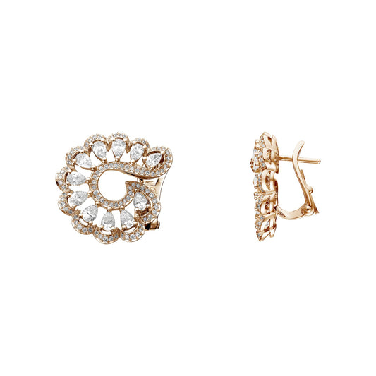 Chopard Precious Lace earrings in 18k ethical rose gold with diamonds view 2